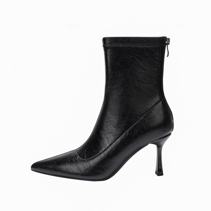 Women's Pointed Toe Stiletto Ankle Small Slim Fit Boots