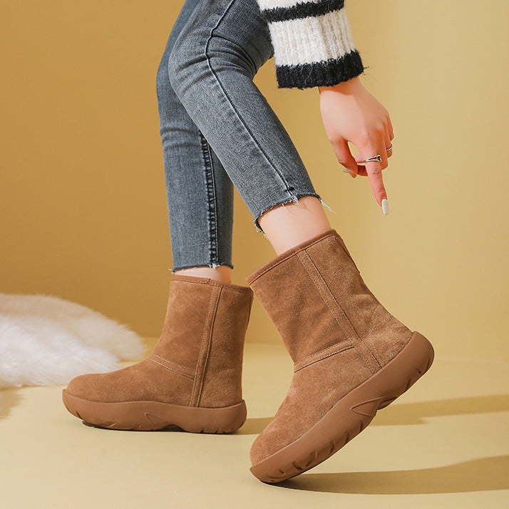 Fashion Thermal Middle Tube Trendy Bottom Snow Boots