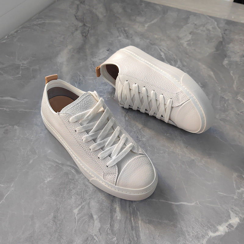 Women's Autumn Simple Retro First Layer Cowhide Round Head Leisure Flat Women's Shoes