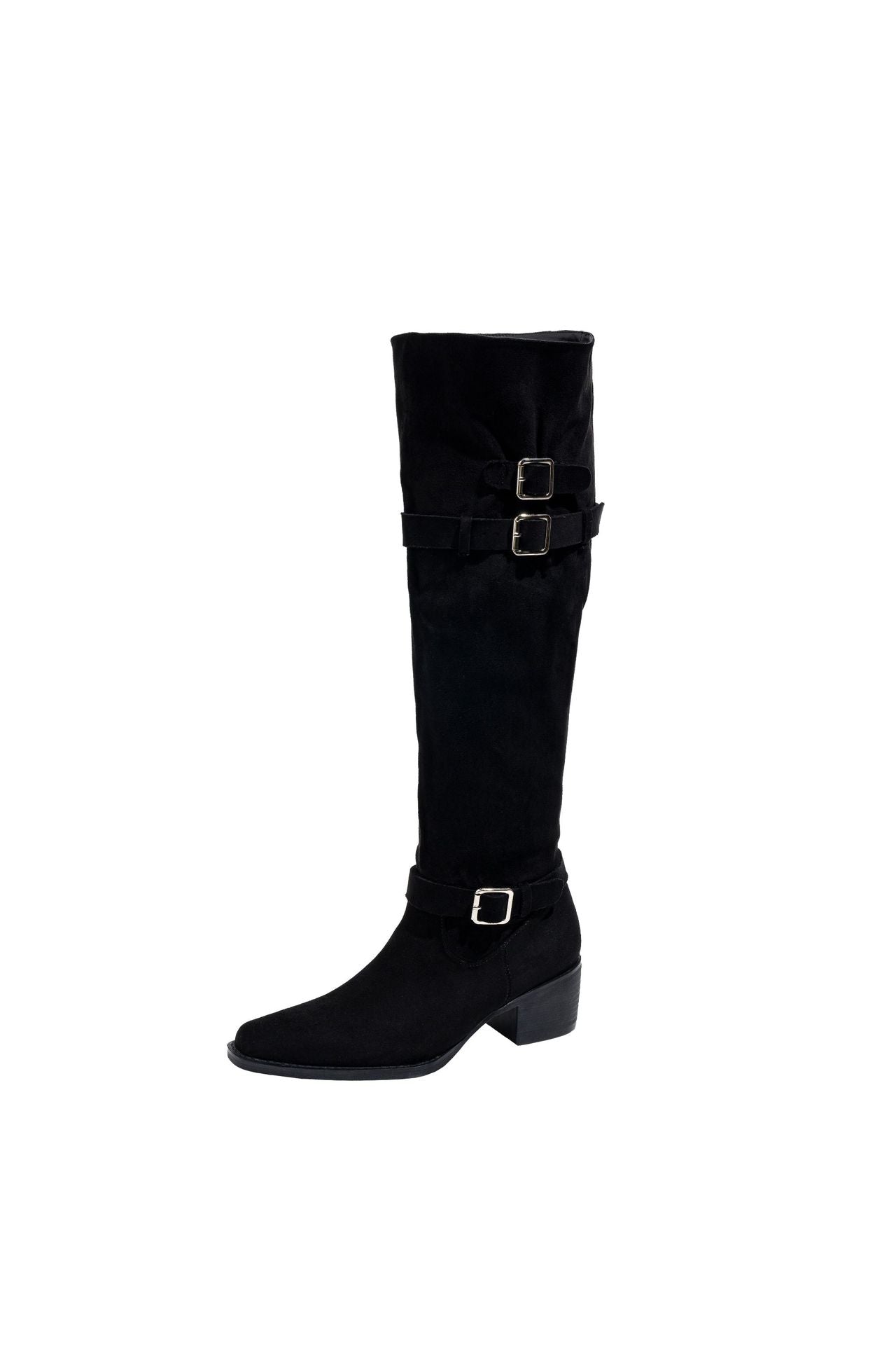 Women's Square Toe Chunky Korean Style Belt Heels