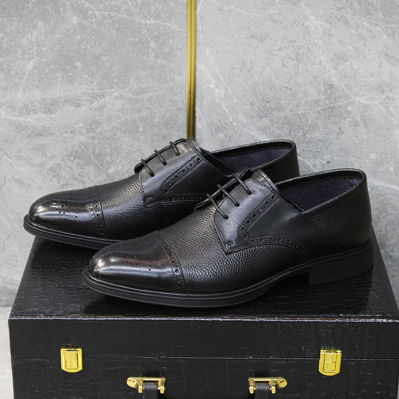 Men's Brogue Business Soft Bottom Pointed Toe Leather Shoes