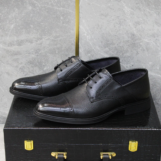Men's Brogue Business Soft Bottom Pointed Toe Leather Shoes