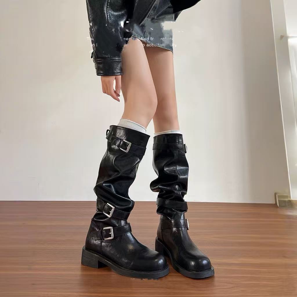 Design Large Tube Circumference Below The Knee Long Female Women's Leather Boots