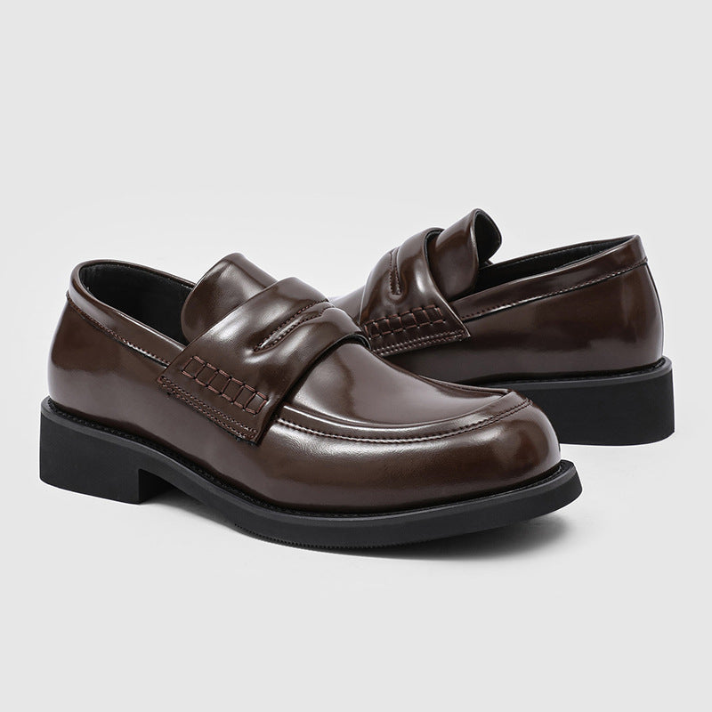 Men's Slip-on Retro Square Toe Derby Black Business Loafers
