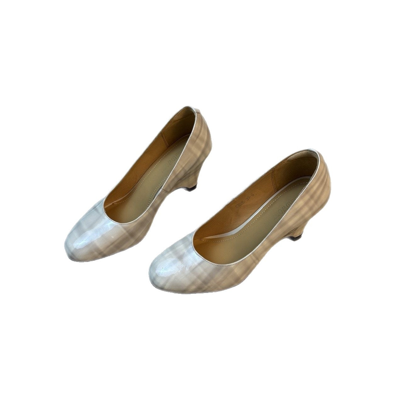 Printed Plaid Elegant Wedge Round Head Comfortable Retro Slip-on Shallow Women's Fashion Shoes