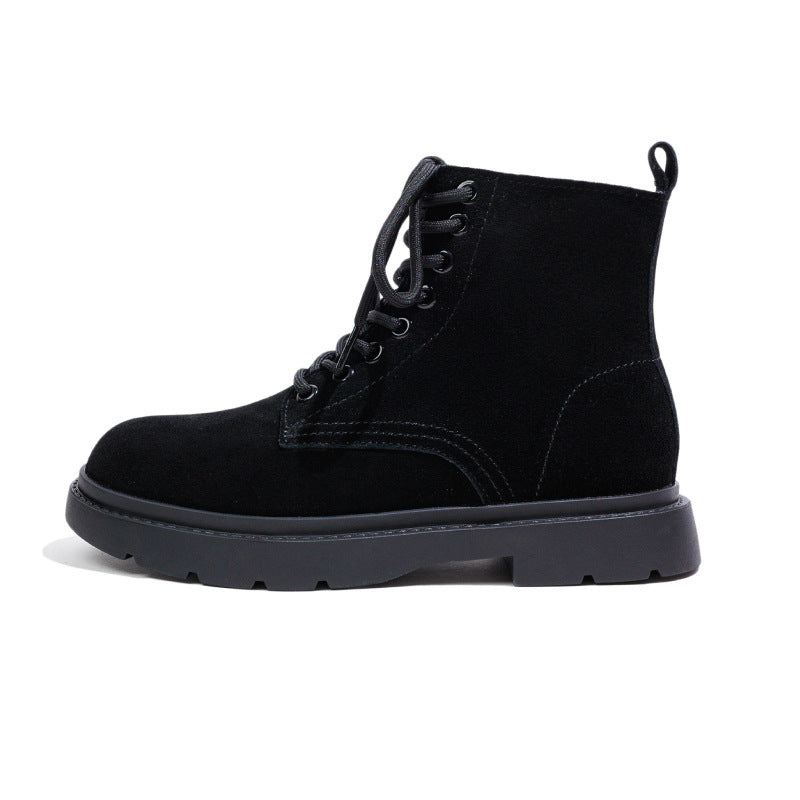 Women's Frosted British Style Mid Flat Short Martin Boots