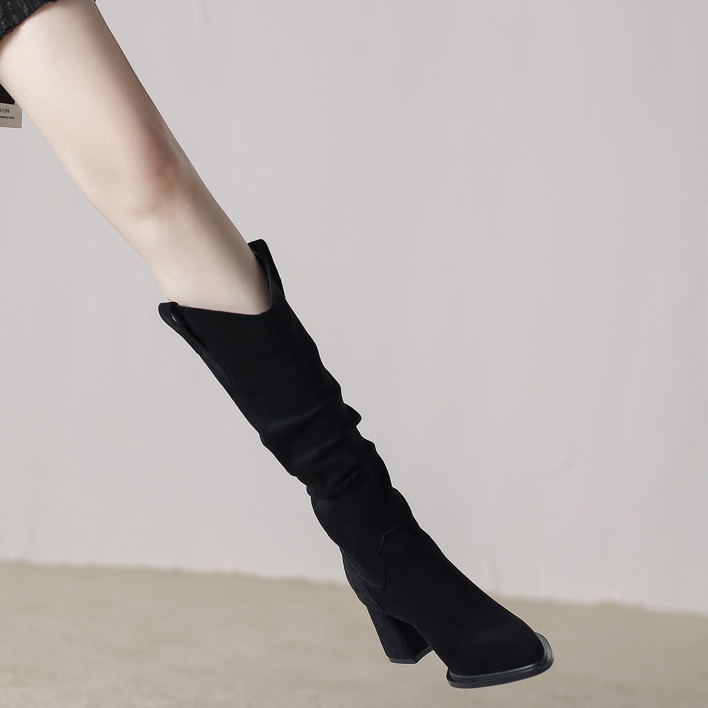 Women's Version Retro French Elegant British Style Slimming Chunky Women's Leather Boots