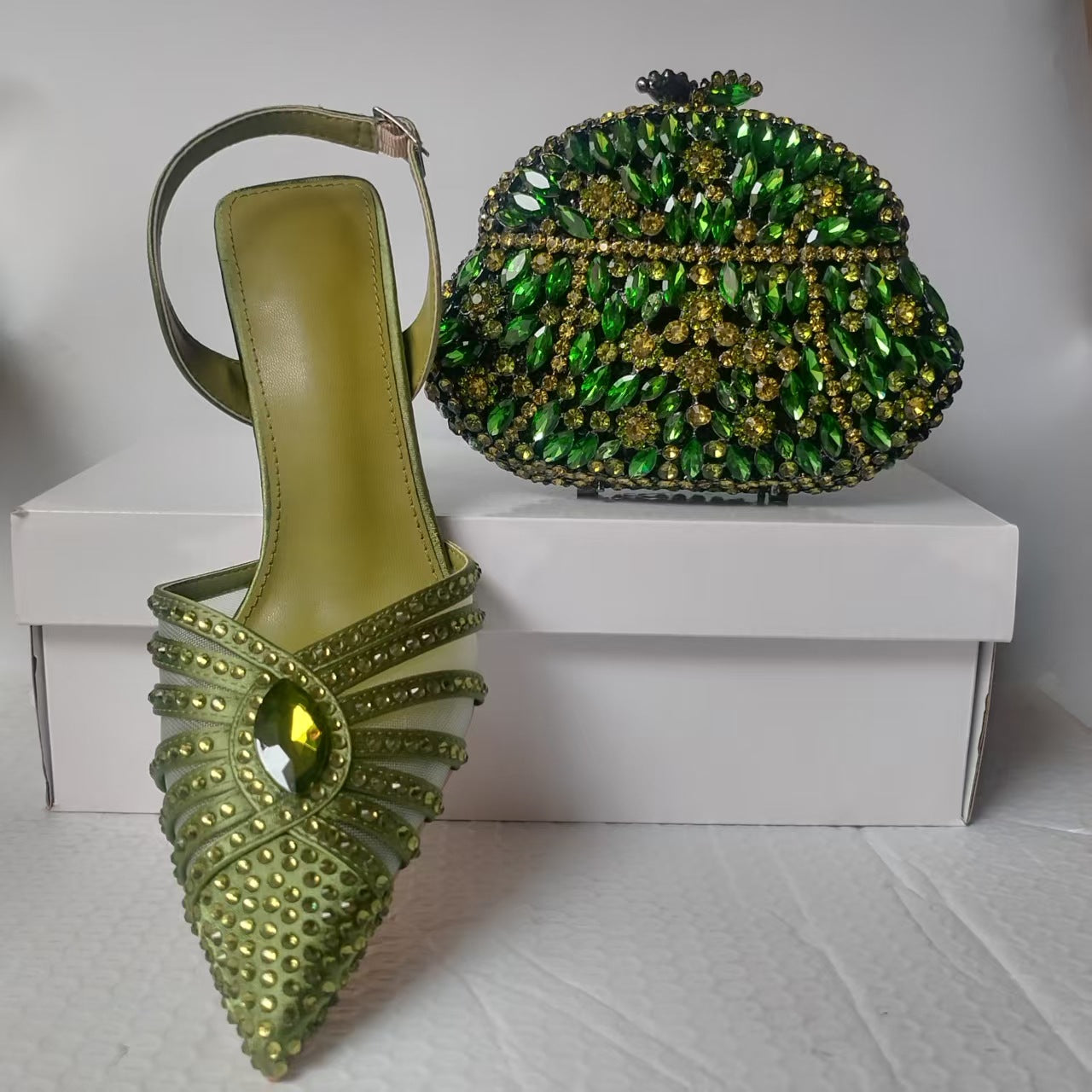 Women's Diamond Pointed Crystal Rhinestone Summer Heels