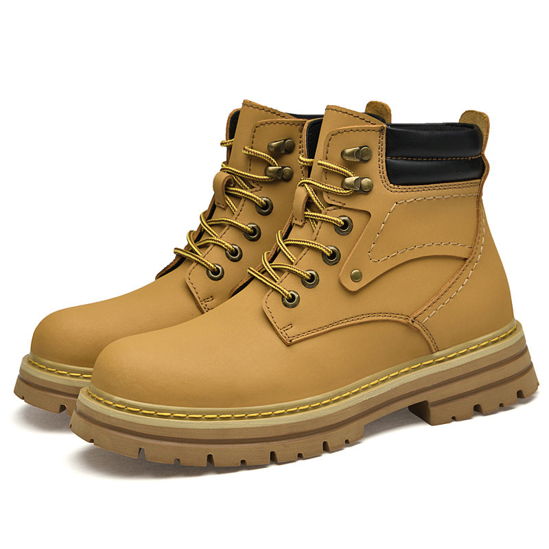 Men's Outdoor Cowhide Platform Worker Retro Sports Boots
