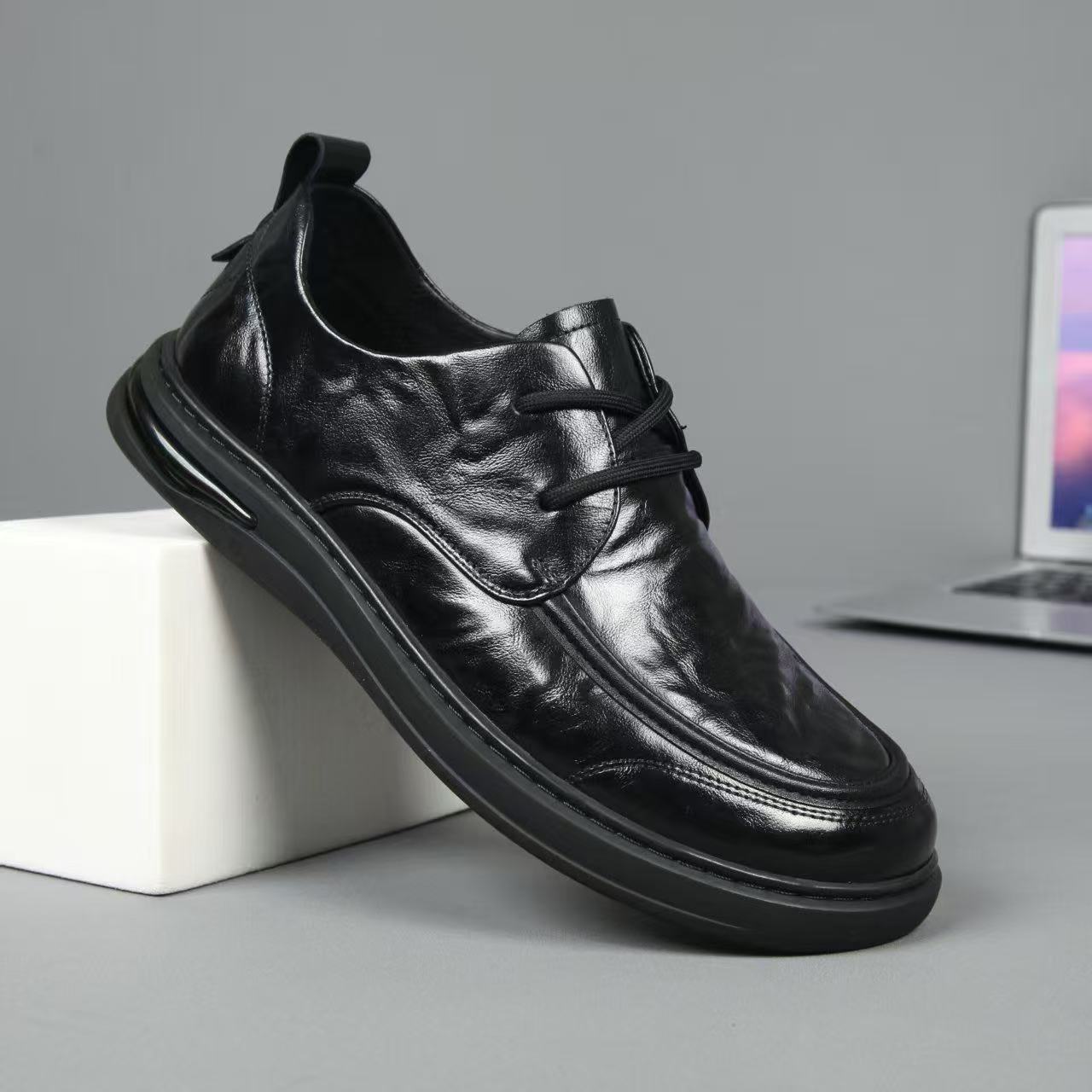 Men's Autumn First Layer Cowhide Business Platform Men's Casual Leather Shoes
