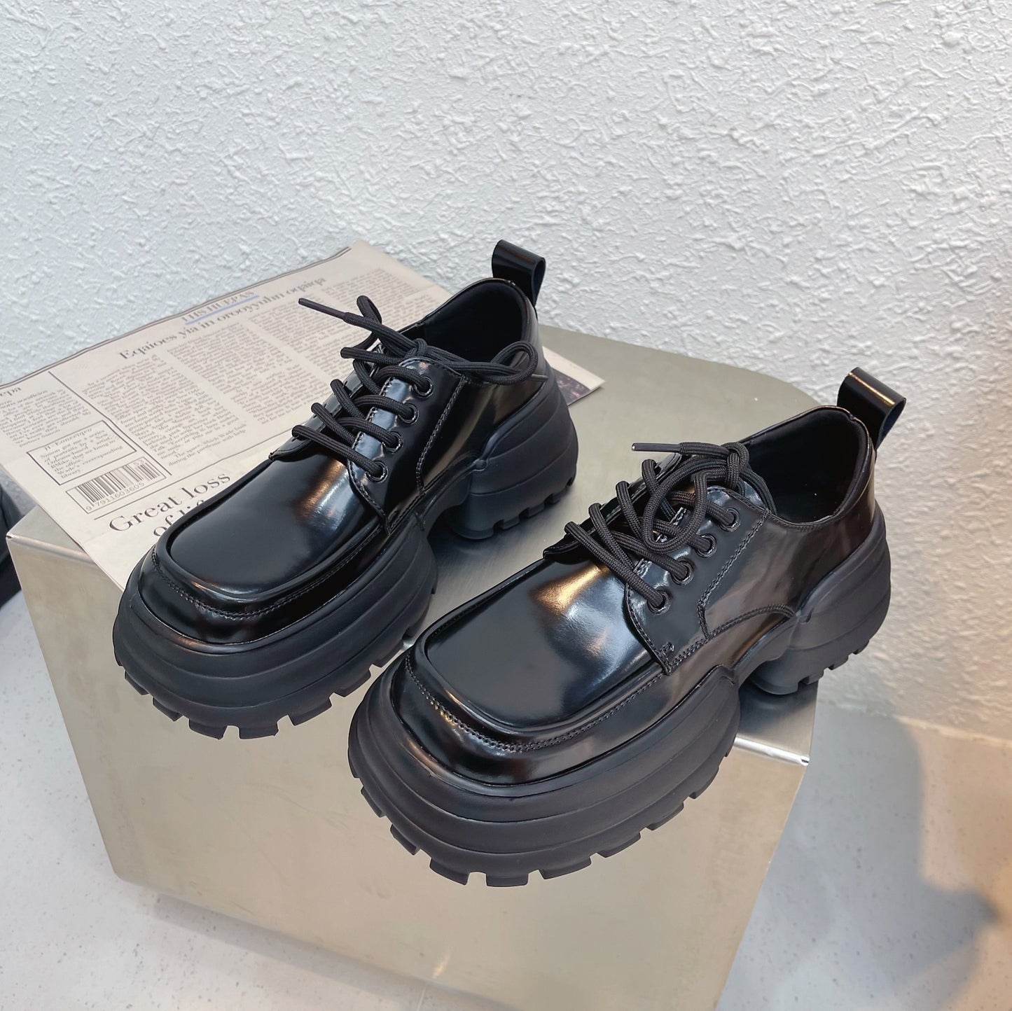 Women's Small Chunky Increased Square Toe Soft Casual Shoes