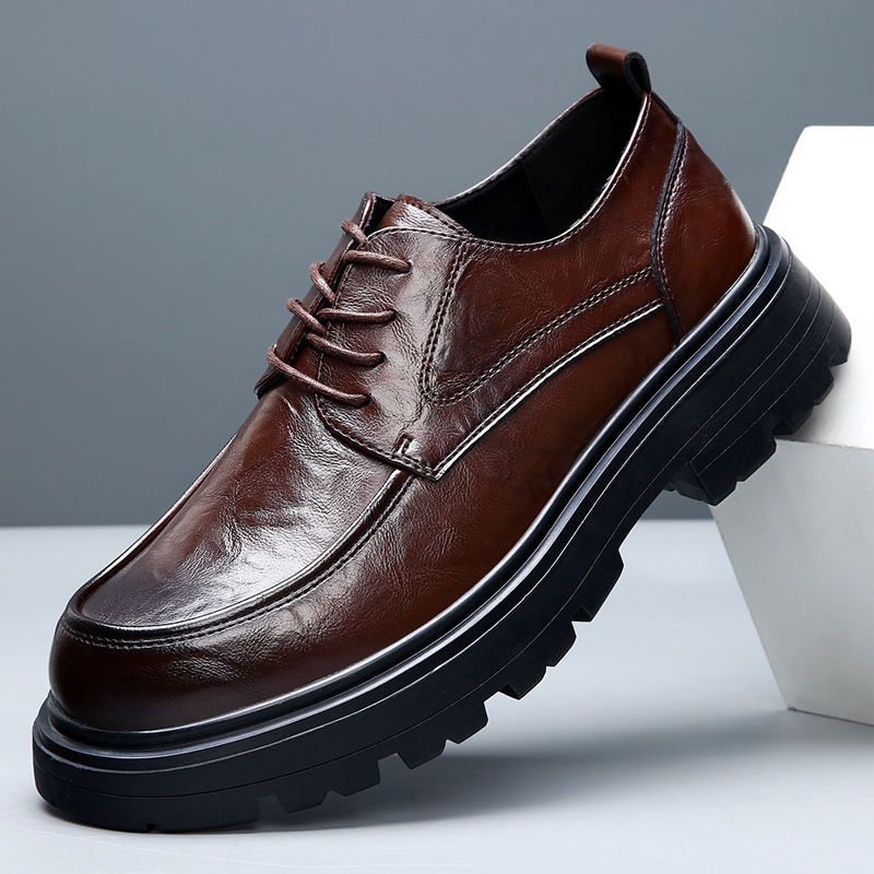 Men's Business Formal Wear Big Head High-grade Breathable British Style Thick Leather Shoes