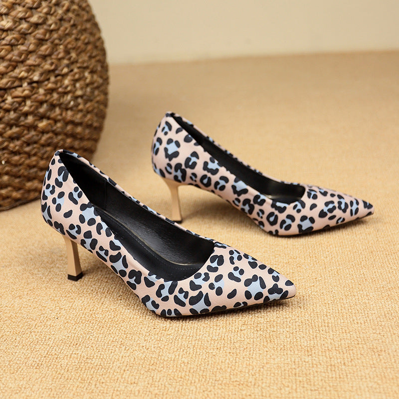 Women's Size High Sexy Leopard Pointed Stiletto Fashion Women's Shoes