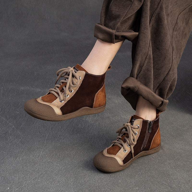 Women's Color Matching Top Layer Lightweight Single-layer Ankle Comfortable Fashion Women's Casual Shoes