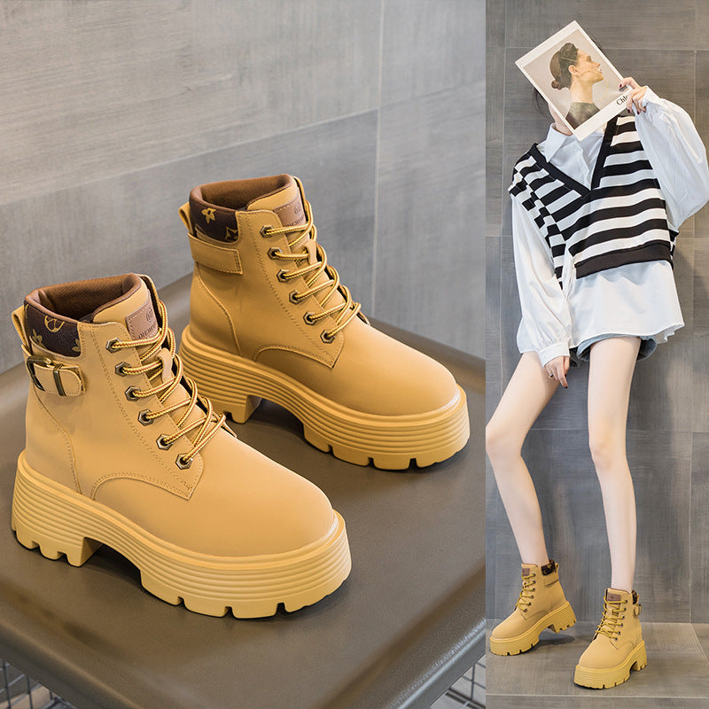 Women's Platform Small Size Short Lace Up Insulated Boots
