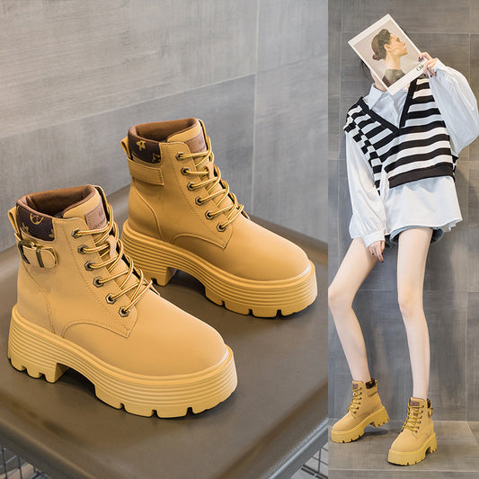 Women's Platform Small Size Short Lace Up Insulated Boots