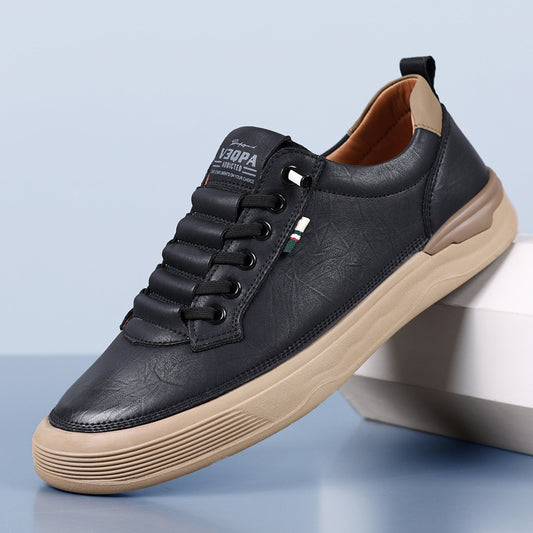 Men's Spring Fashionable Breathable Cowhide Driving Slip-on Sneakers