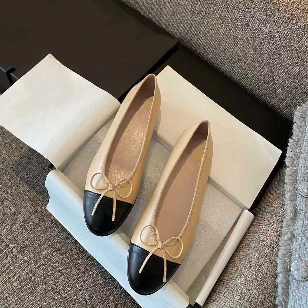 Women's Early Spring Classic Style Flat Pumps Round Head Shallow Mouth Women's Casual Shoes