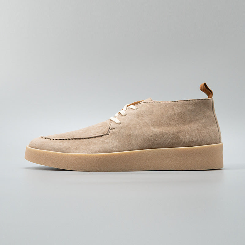Men's Desert Apricot Fashion Versatile Retro British Style Men's Casual Leather Shoes