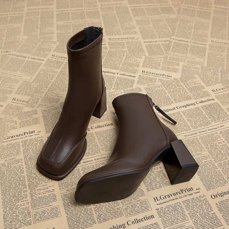 Women's Toe Booties Thin Single French Small Ankle Boots