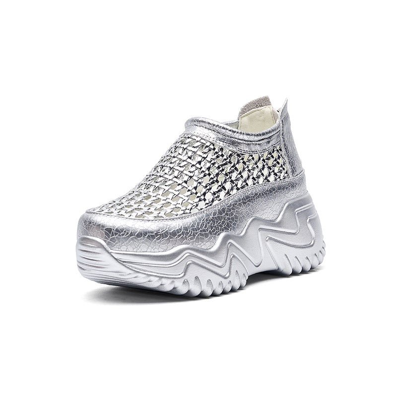 Women's Hollow Summer Mesh Breathable Thick Bottom Heightened Daddy Women's Shoes