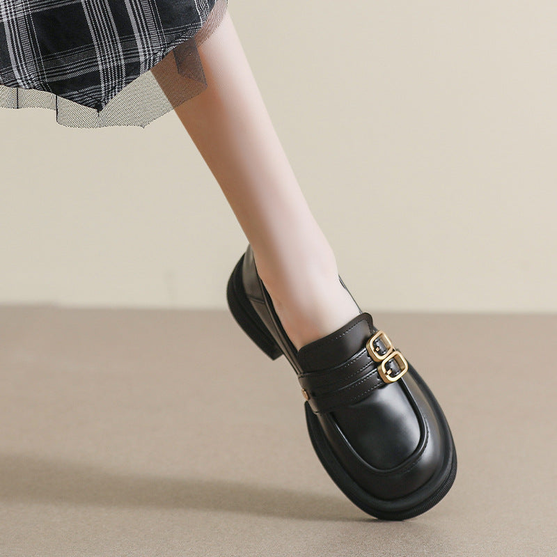 Women's Authentic Autumn Platform Black Oversized British Loafers