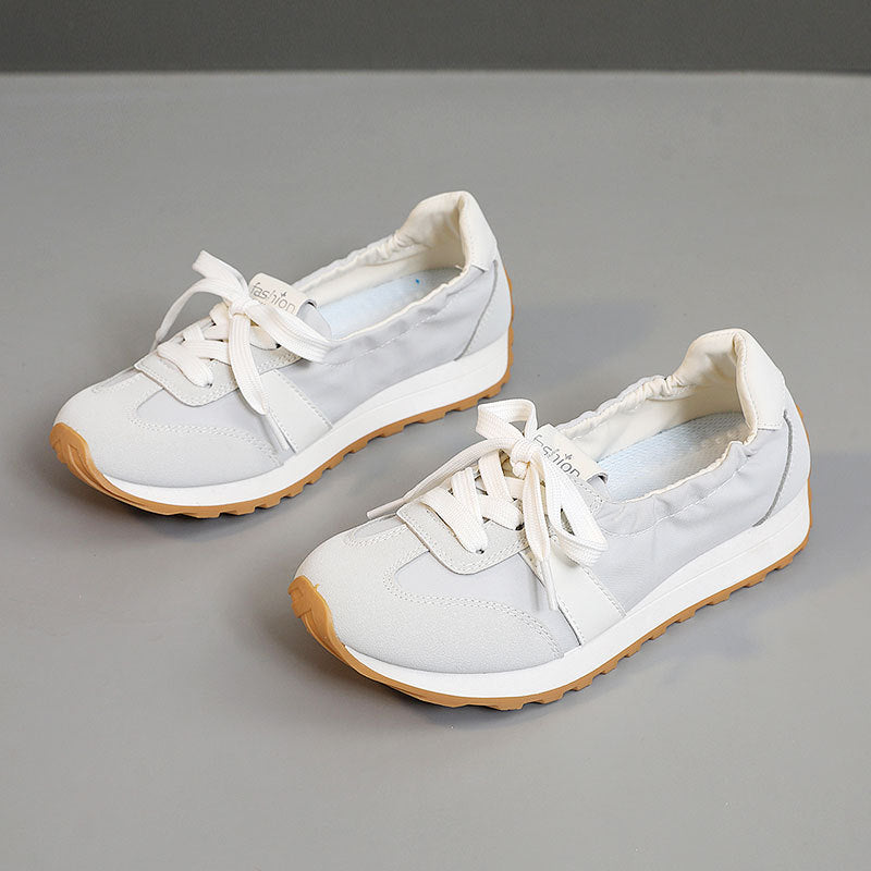 Women's White Platform Increased Round Toe Korean Casual Shoes