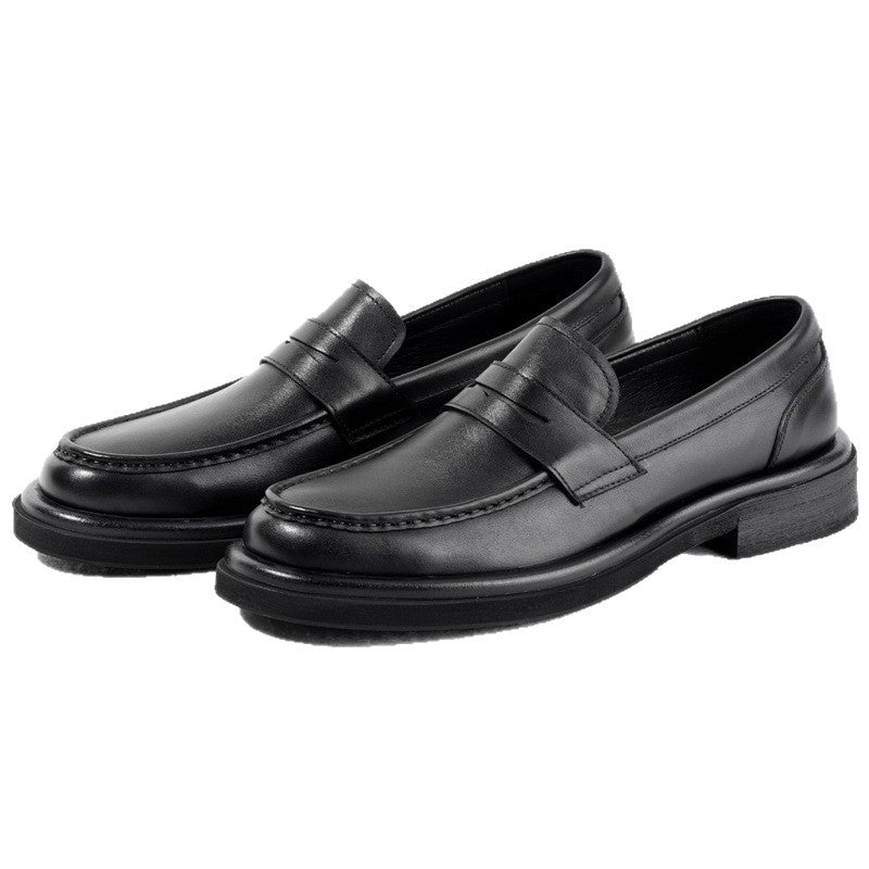 Men's Retro One Pedal Lazy Simple Slip-on Business Thick Bottom Increased Leather Shoes