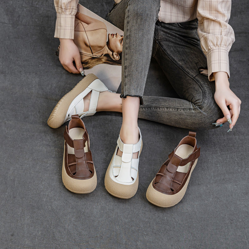 Women's Authentic Toe Box Hollow Retro Platform Sandals