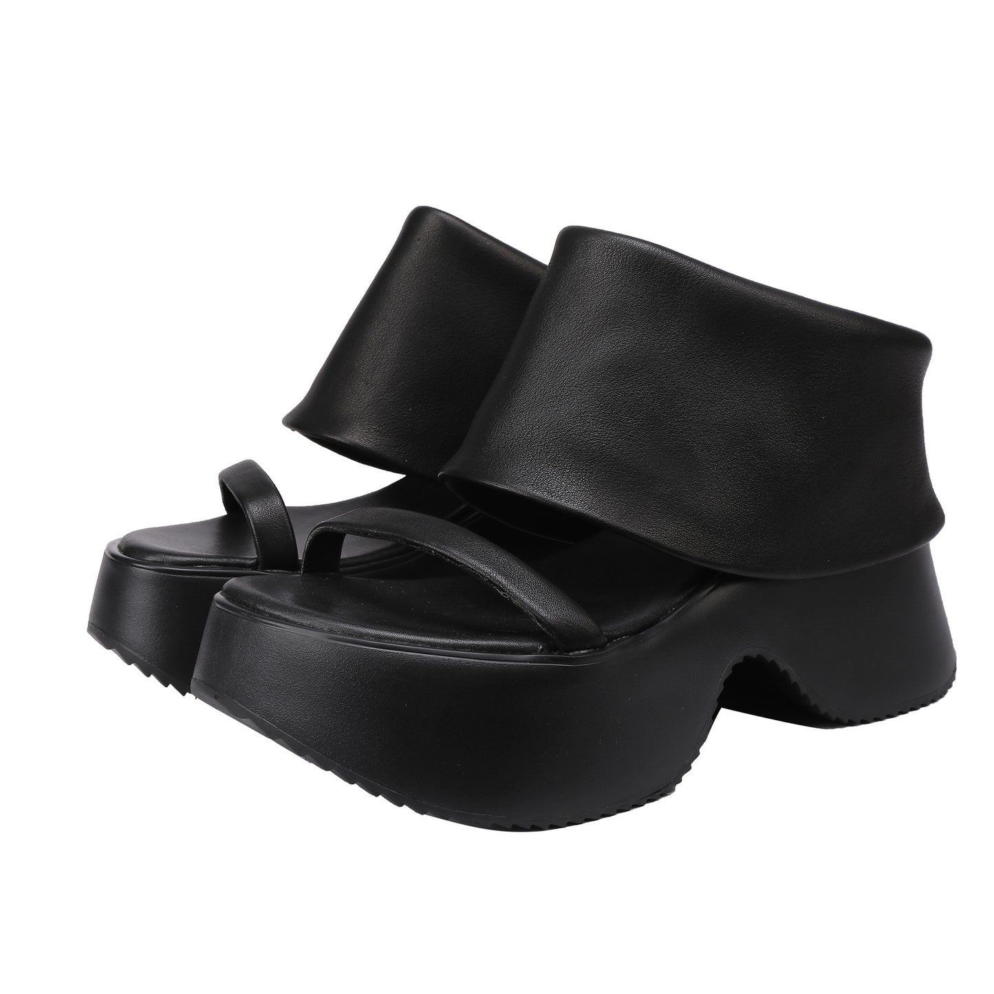 Women's Retro Personalized Cowhide Comfortable Peep Toe Platform Sandals