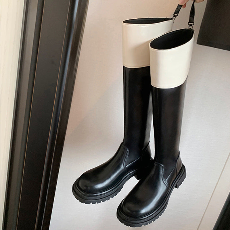 Fashion Round Head Thick Bottom Long Boots