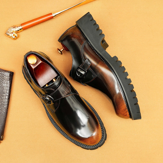 Men's Genuine Formal Business Platform Increased Patent Leather Shoes
