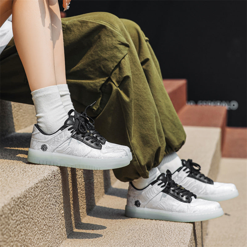 Men's Summer Style White Silk Skate Couple Sneakers