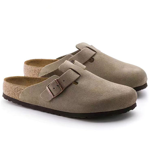 Women's & Men's Regular Pattern Couple Flat Toe Box Genuine Bo Cork Foot Slippers