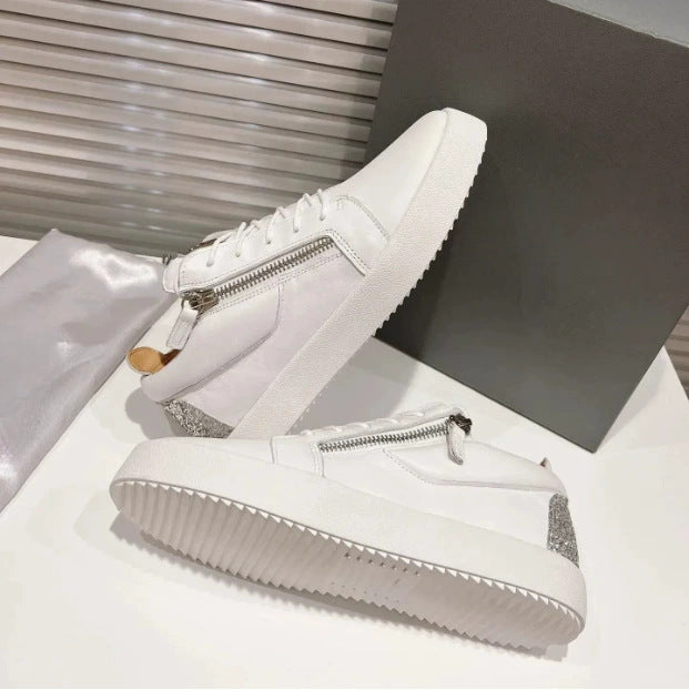 Women's Sports Trendy Double Zipper Design Round Women's Casual Shoes