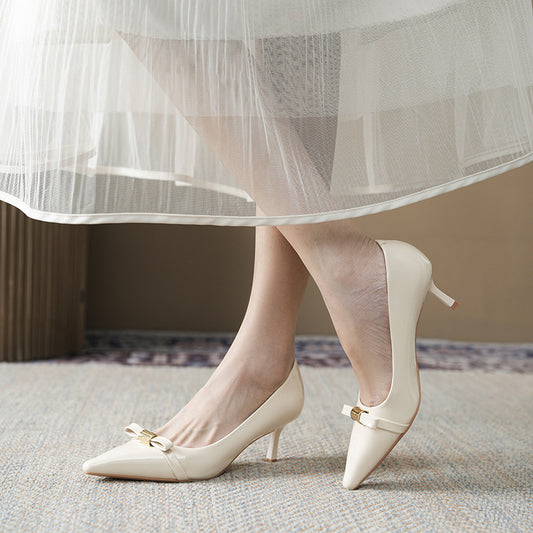 Design Bow Sweet Classy High Female Stiletto Not Tired Feet Heels