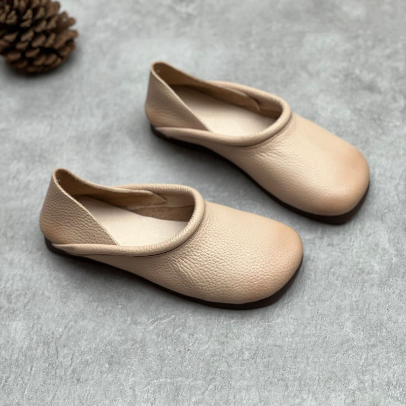 Women's Genuine Two-way Wear Square Toe Flat Bottom Personalized Ethnic Women's Casual Shoes