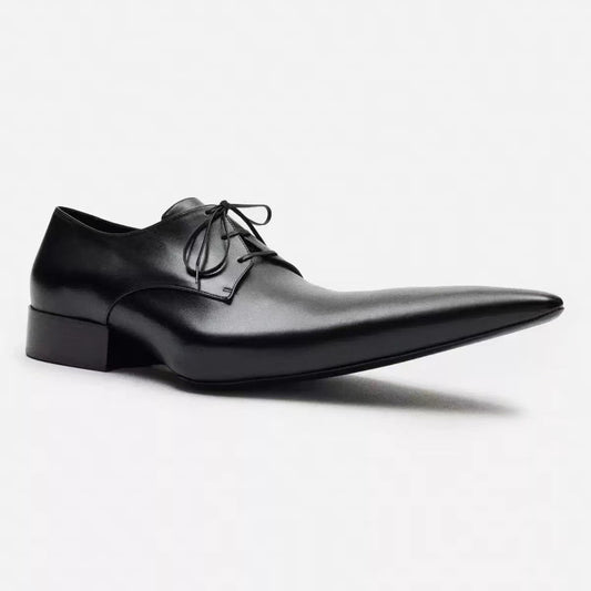 Paris Pointed Toe Special Hairstylist Derby Men's Casual Leather Shoes