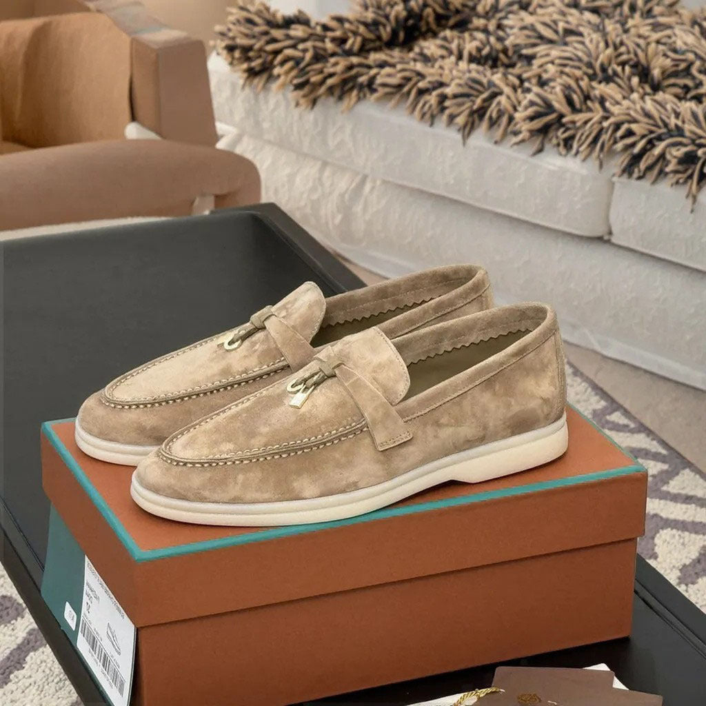 Women's & Men's Genuine Suede Round Toe Flat Shallow Loafers