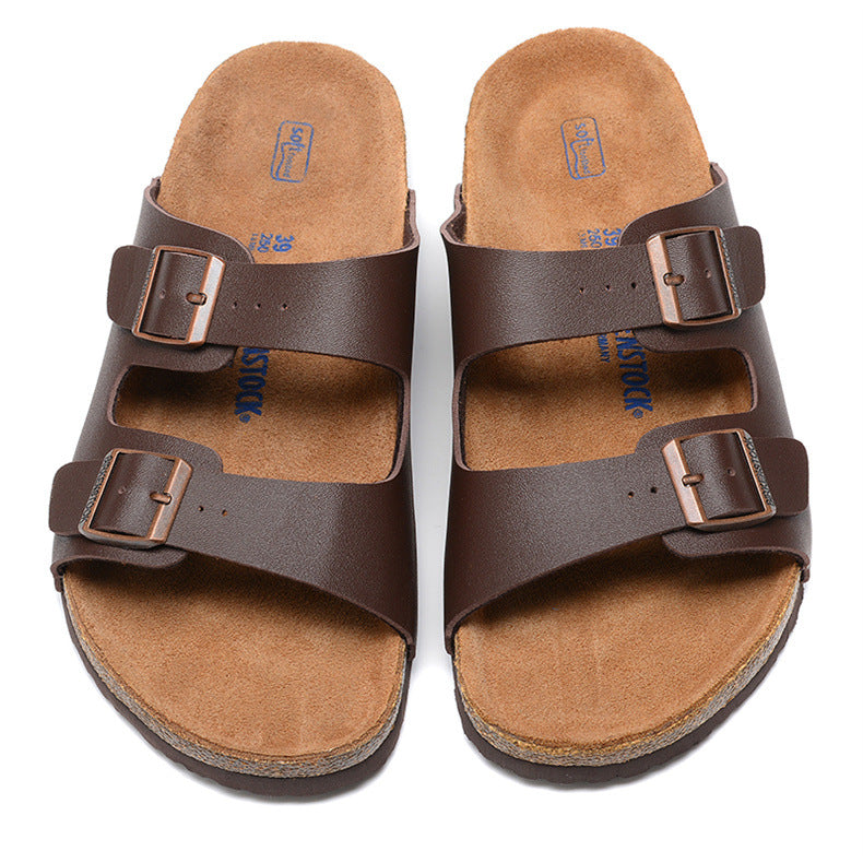 Women's Summer Niche Roman Style Cork Sole Flat Slippers