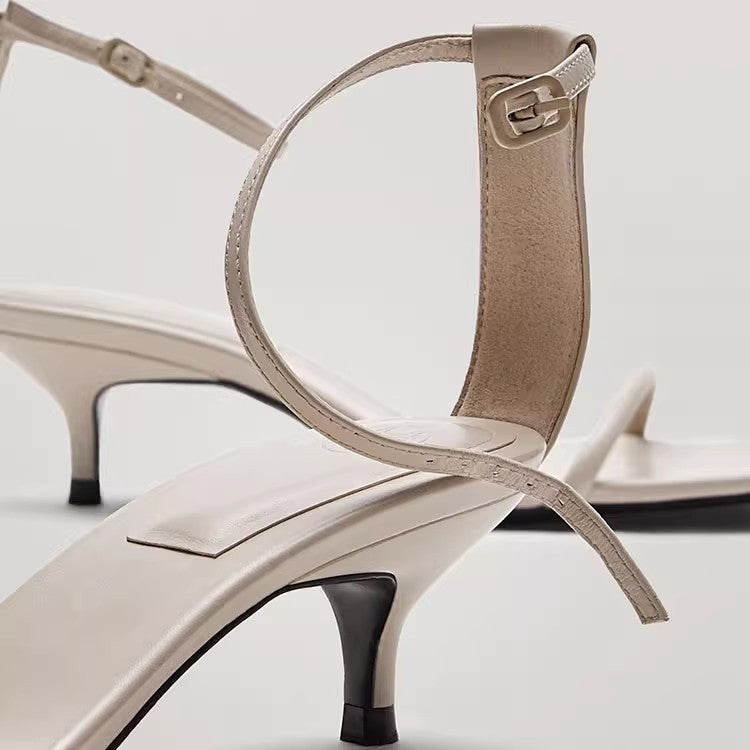 Women's Buckle Fashion Summer Stiletto Square Toe Open Genuine Fairy Sandals