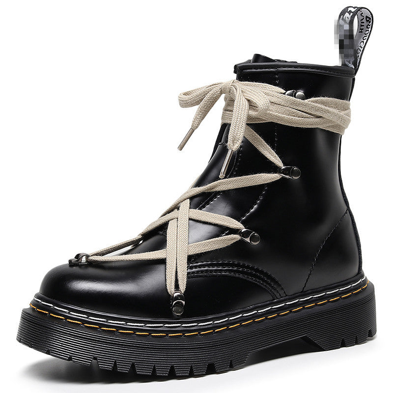 Women's Double-line Cross Strap Martin Personality Side Boots