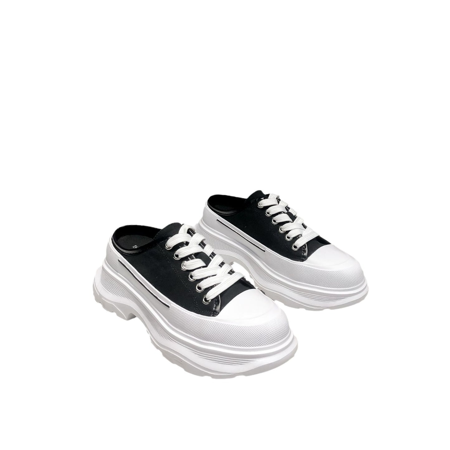 Women's White Platform Dad Increased Half Support Casual Shoes