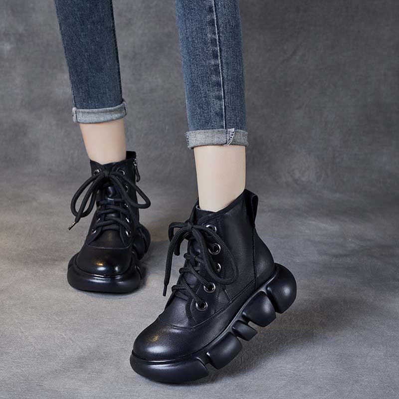 Industry Cowhide Platform Wedge Dr. Martens Vintage Fleece-lined Women's Leather Boots