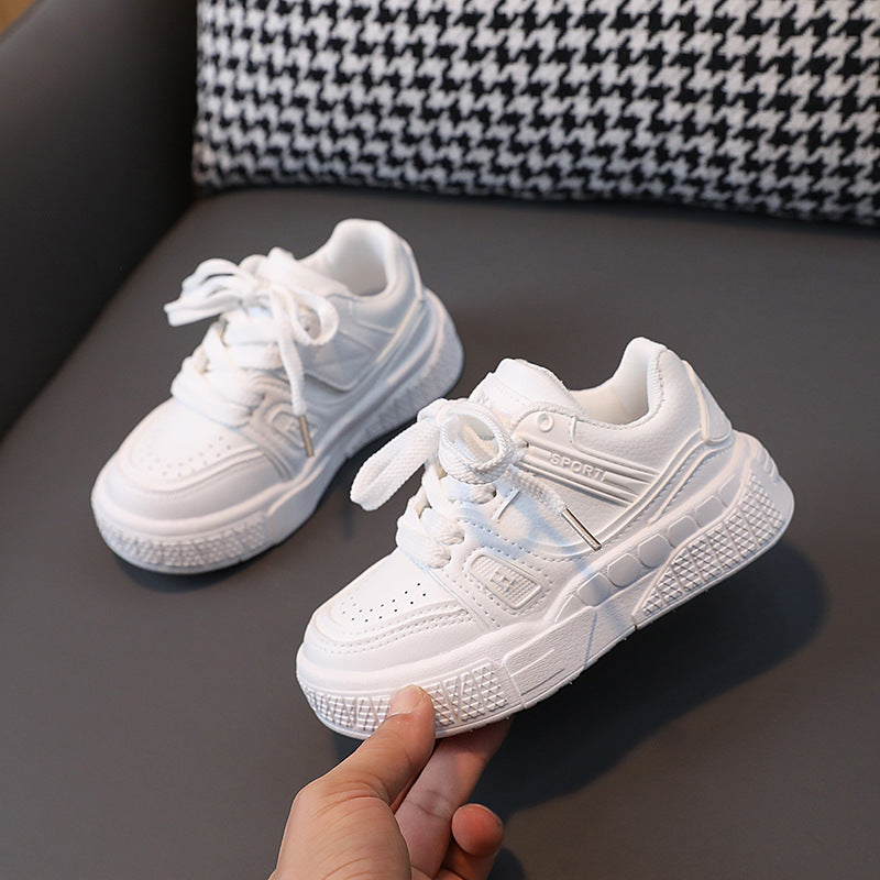 Children's Boy Versatile White Soft Bottom Kid's Sneakers