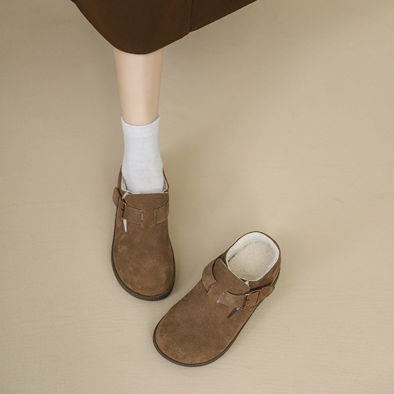 Women's Thick Bottom Height Increasing Insole Warm Pumps Retro Small Real Men's Shoes
