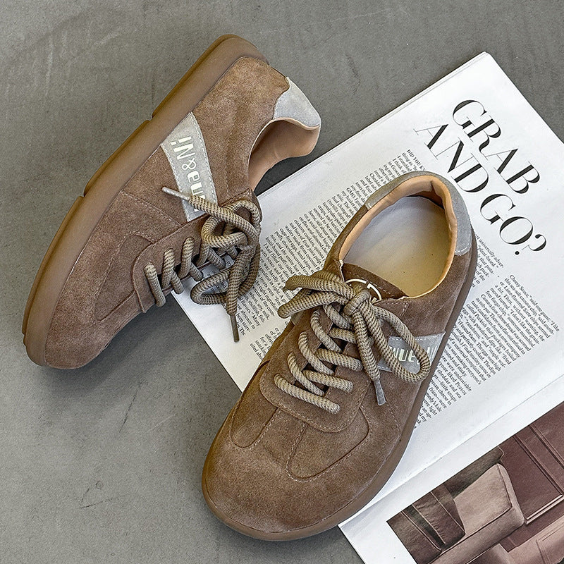 Women's German Training Spring Matte Round Toe Lace Color Casual Shoes