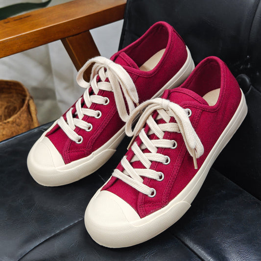 Okayama Niche Design Cream White Retro Distressed Sports For Canvas Shoes
