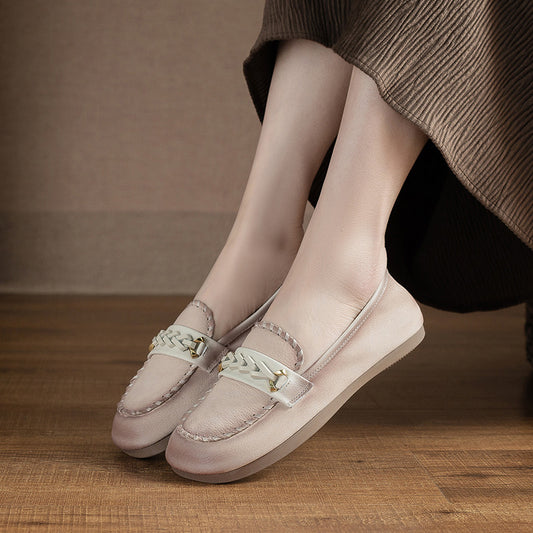 Women's Round Head Sewing Soft Bottom Slip-on Casual Shoes