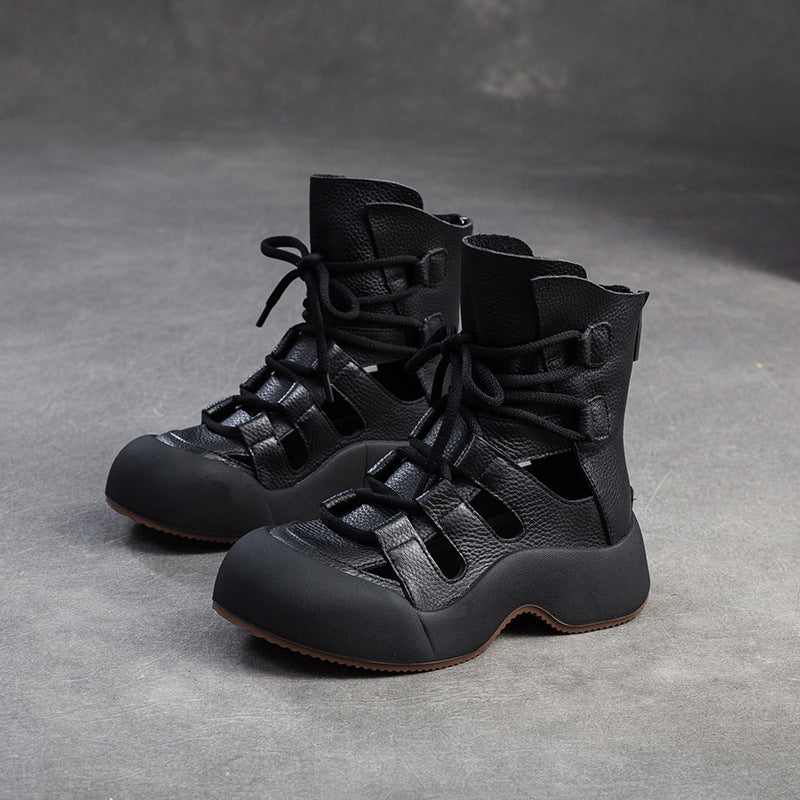 Women's Closed Toe Hollow Breathable Retro Fashion Special Interest Light Platform Sandals